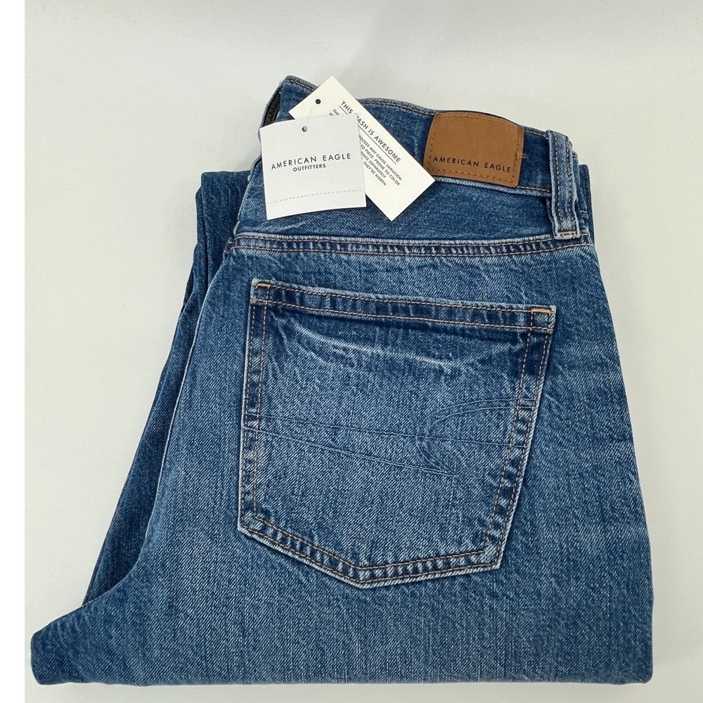 American Eagle Ex-Boyfriend Jeans Womens 0 Short Low Rise Blue Denim Stretch NEW